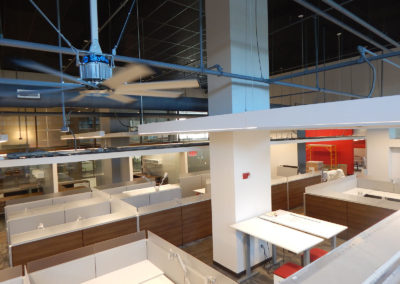commercial office space with exposed ceiling